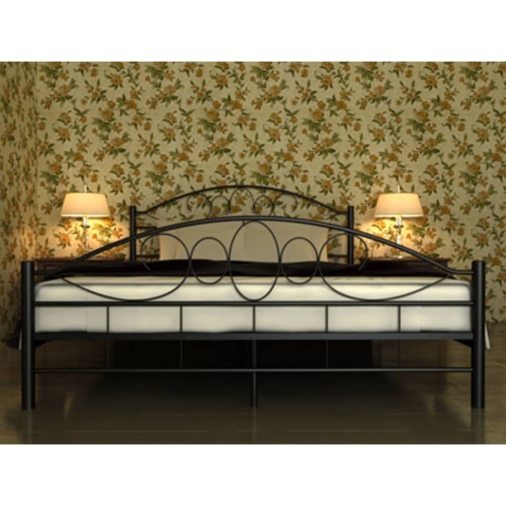 Cama com colchão 180x200 cm metal preto