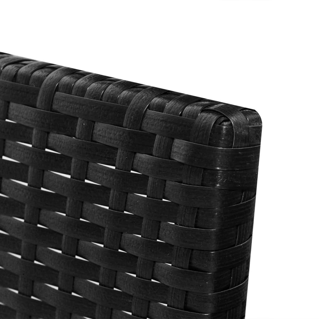 3 pcs conjunto lounge para jardim c/ almofadões vime PE preto