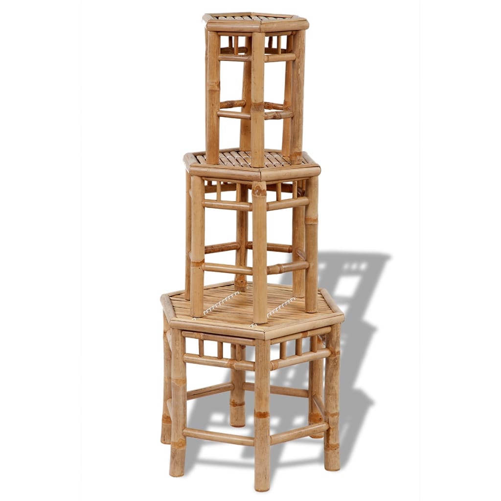 Bancos de jardim 3 pcs bambu