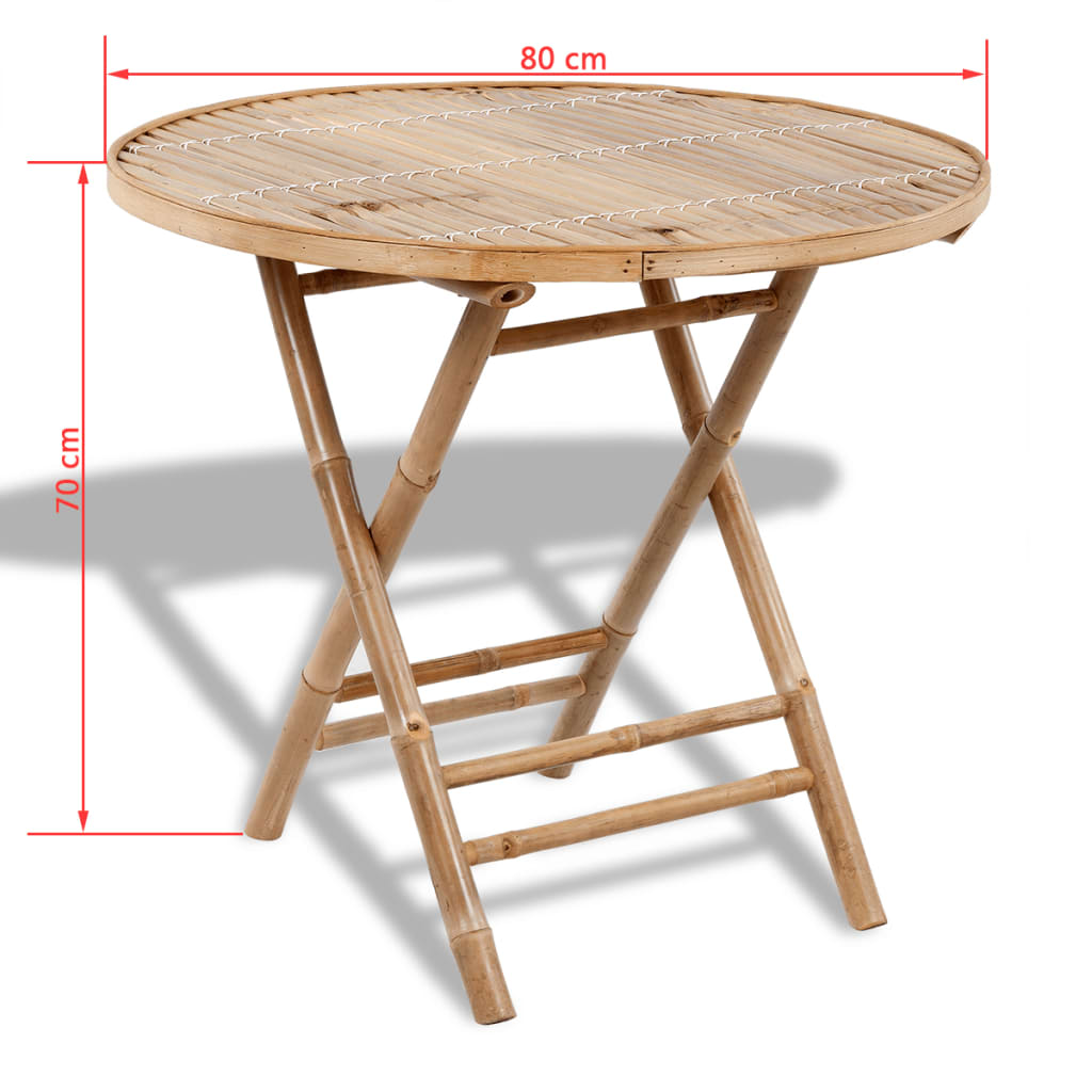 5 pcs conjunto de jantar dobrável p/ exterior bambu