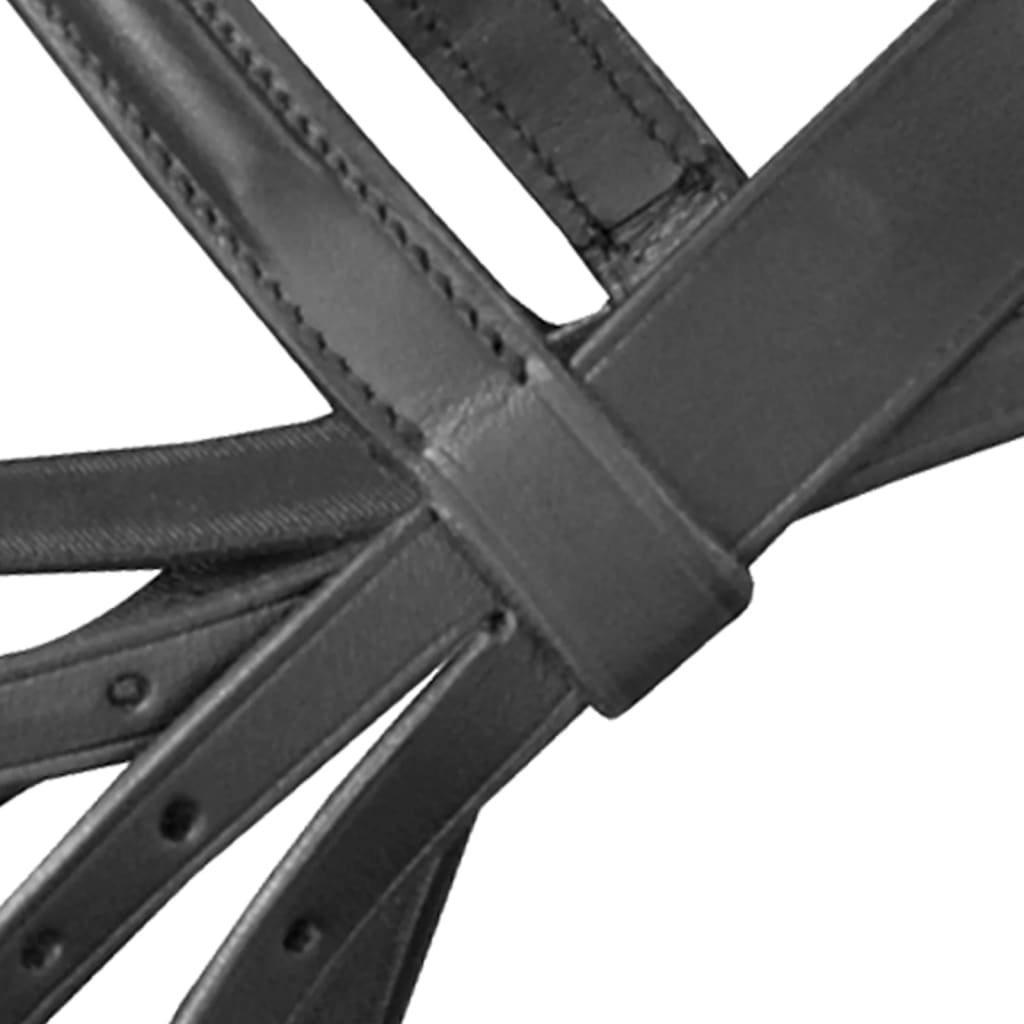 Cabeçada de couro com rédeas e brida, pónei, preto
