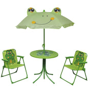 3 pcs conjunto bistrô de jardim infantil c/ guarda-sol verde