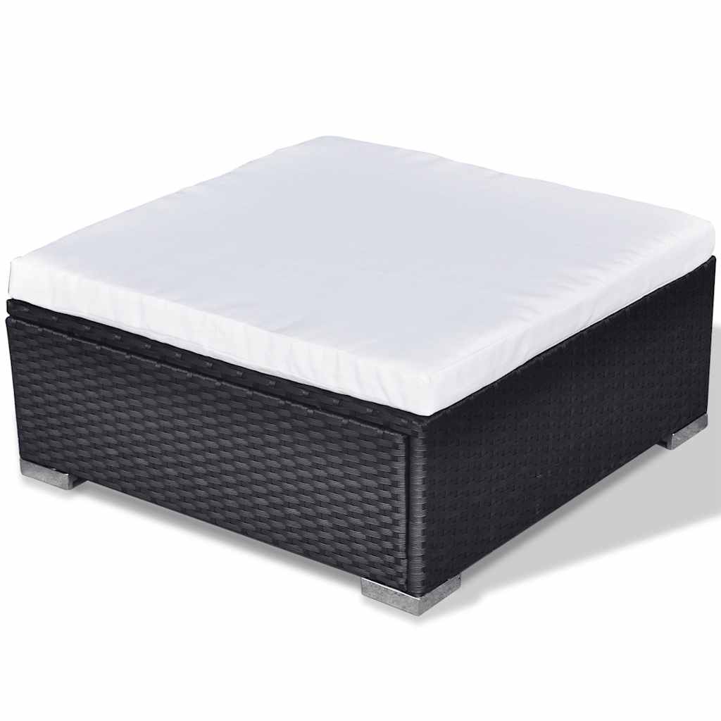 6 pcs conjunto lounge de jardim c/ almofadões vime PE preto