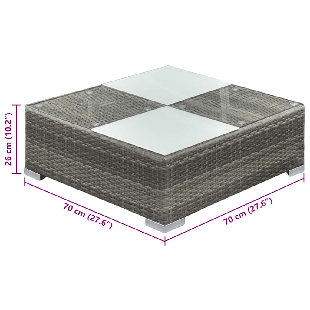 6 pcs conjunto lounge de jardim c/ almofadões vime PE cinzento