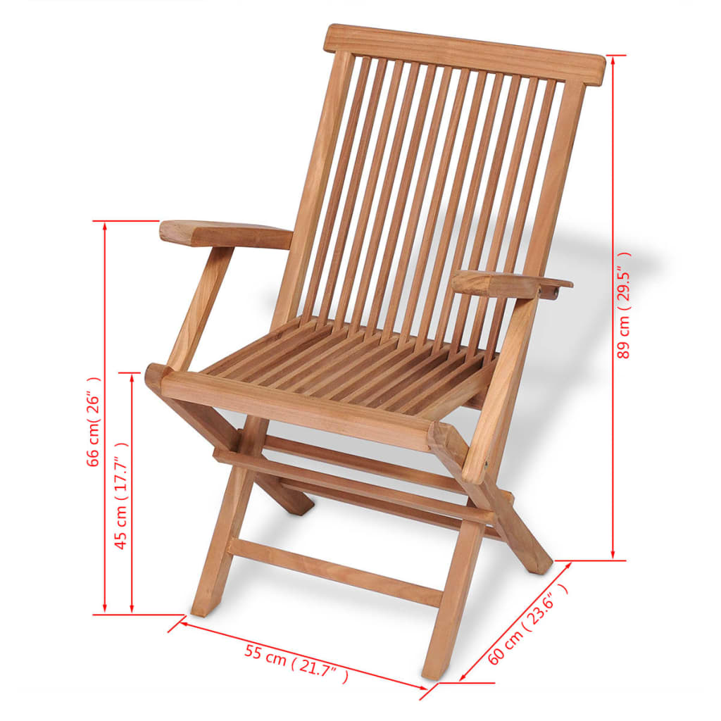 5 pcs conjunto jantar dobrável p/ exterior madeira teca maciça