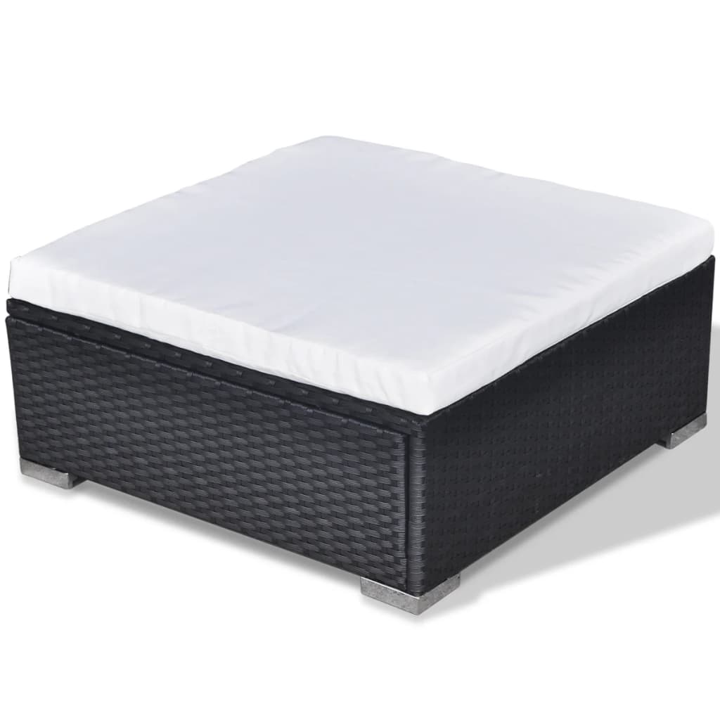 6 pcs conjunto lounge de jardim c/ almofadões vime PE preto