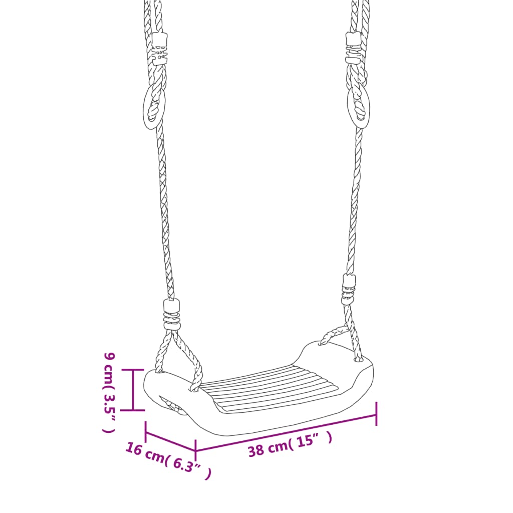 Assentos de baloiço com cordas 2 pcs 38x16 cm PE azul