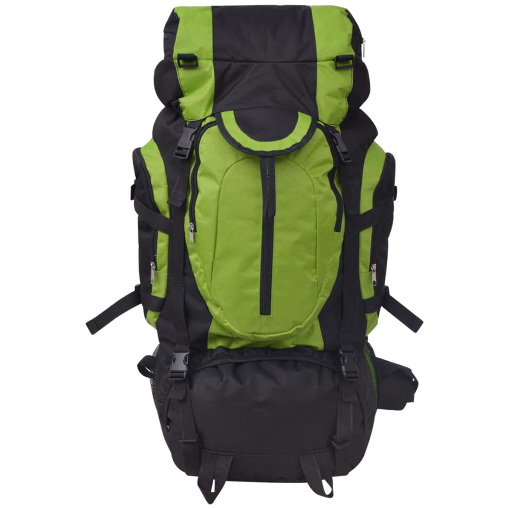 Mochila de caminhada XXL 75 L preto e verde