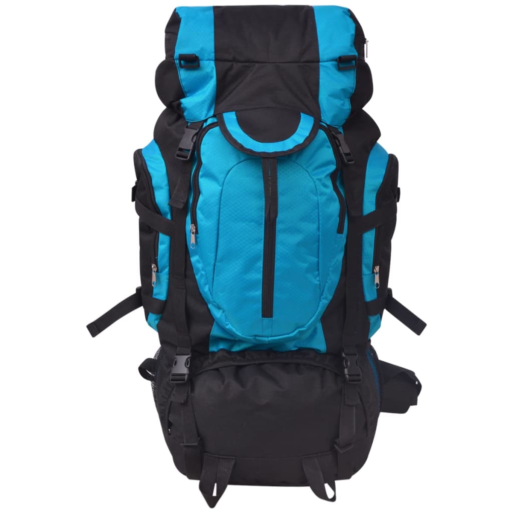 Mochila de caminhada XXL 75 L preto e azul