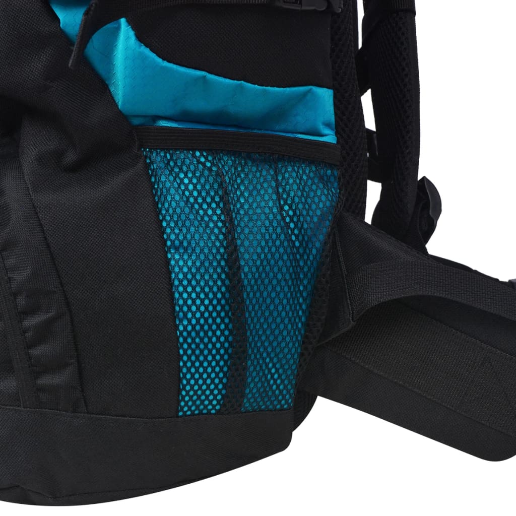 Mochila de caminhada XXL 75 L preto e azul