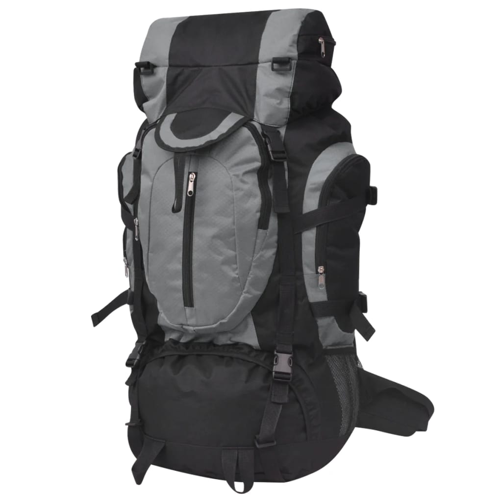 Mochila de caminhada XXL 75 L preto e cinza