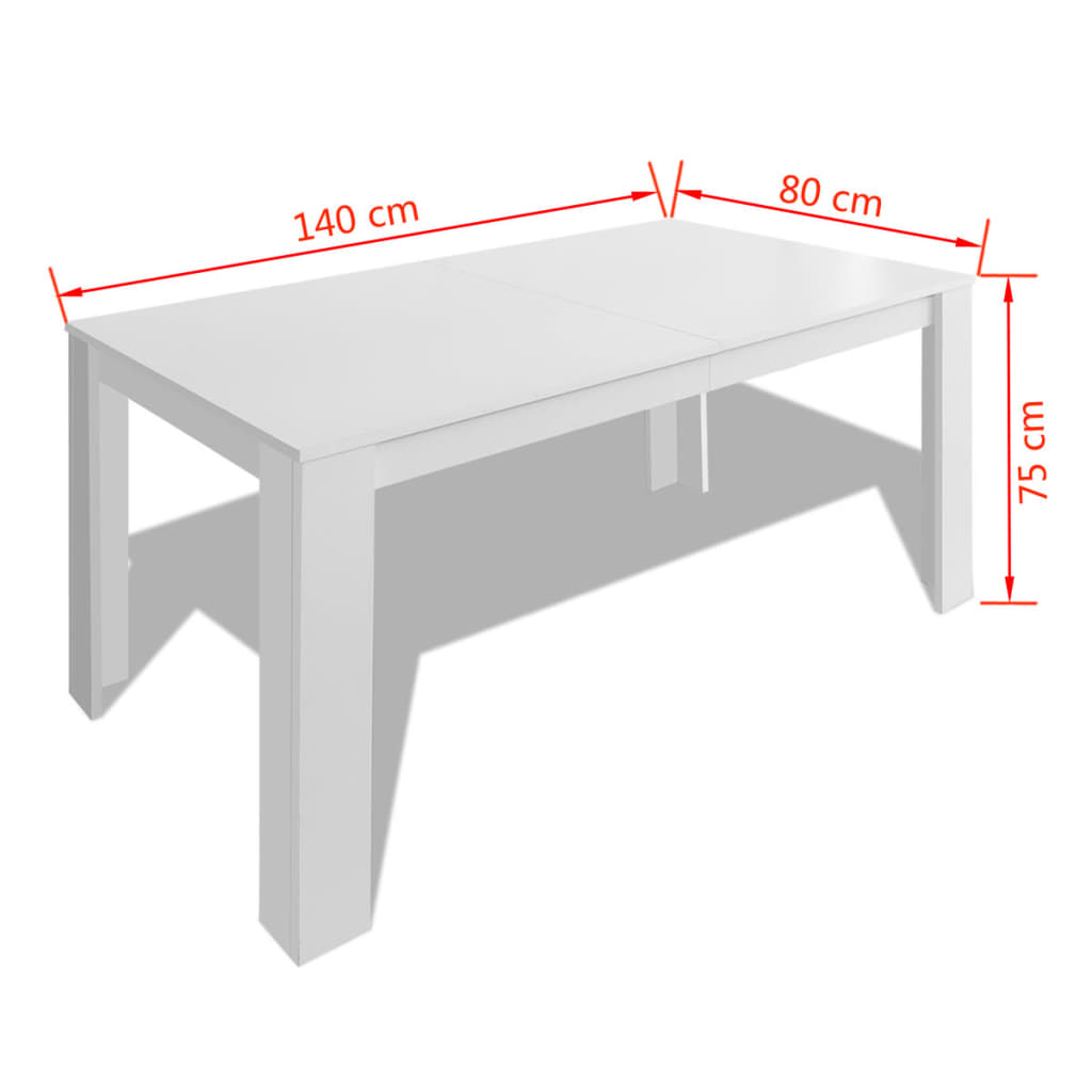 Mesa de jantar 140x80x75 cm branco