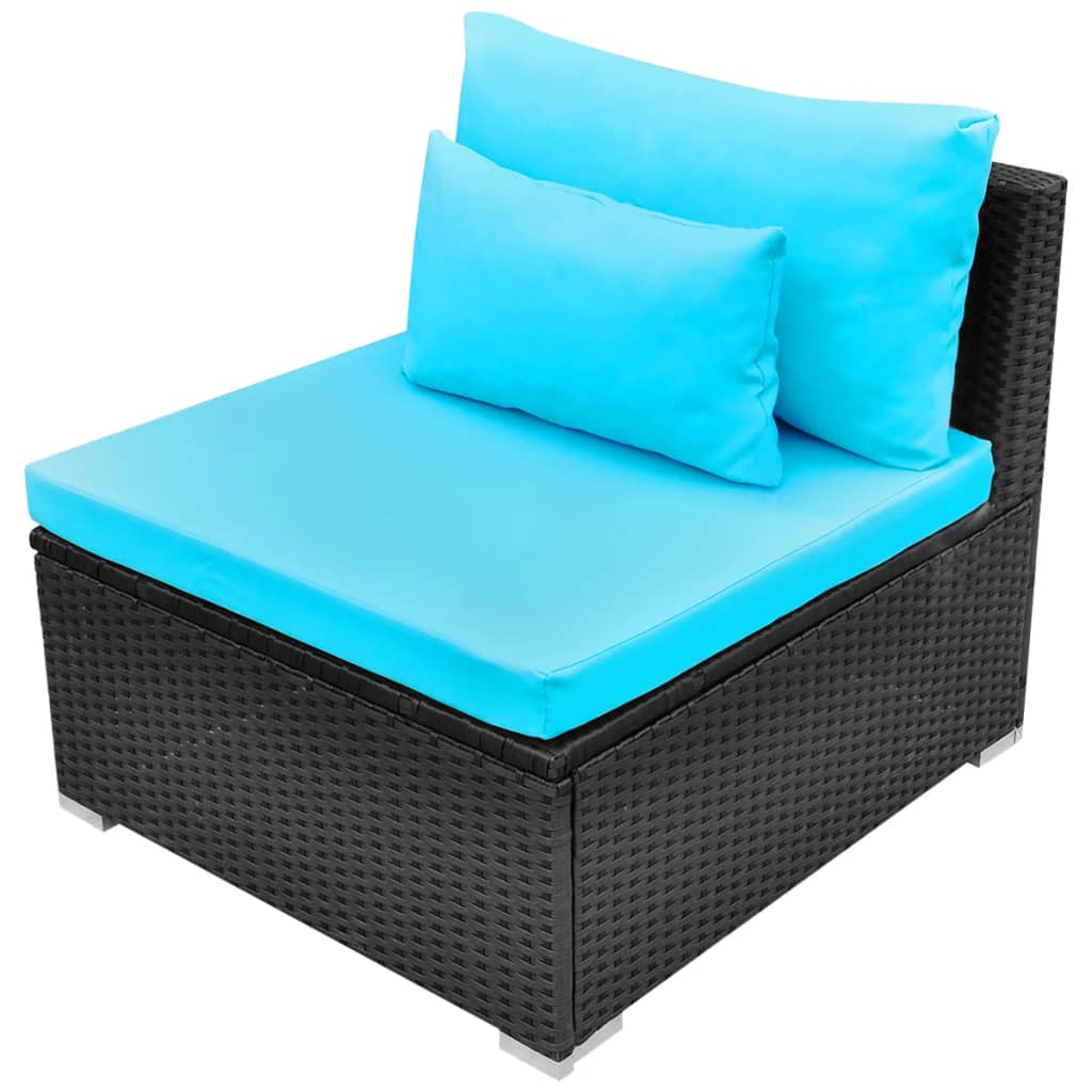 13 pcs conjunto lounge jardim c/ almofadões vime PE azul
