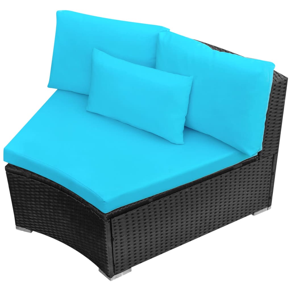 13 pcs conjunto lounge jardim c/ almofadões vime PE azul