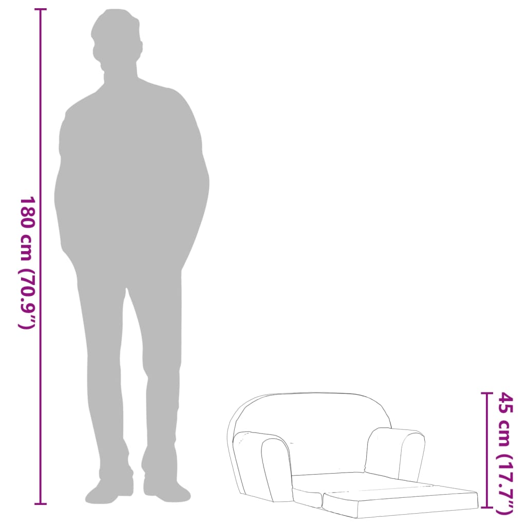 Poltrona desdobrável para crianças cinzento-claro