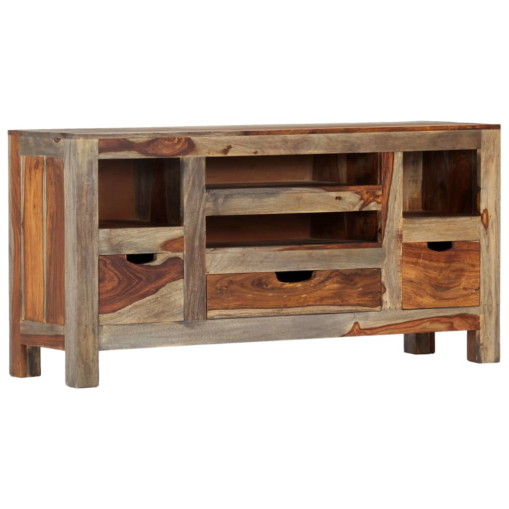 Aparador em madeira de acácia maciça 100x30x50 cm cinzento