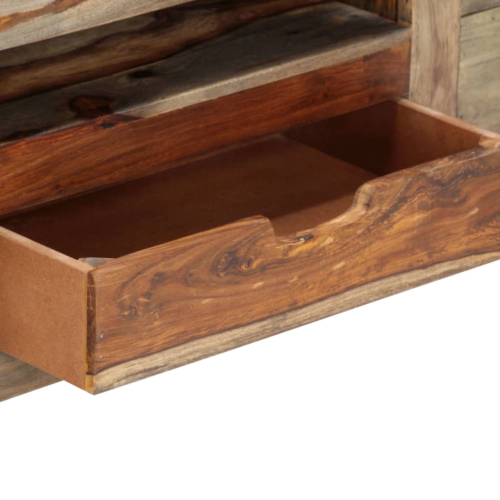 Aparador em madeira de acácia maciça 100x30x50 cm cinzento