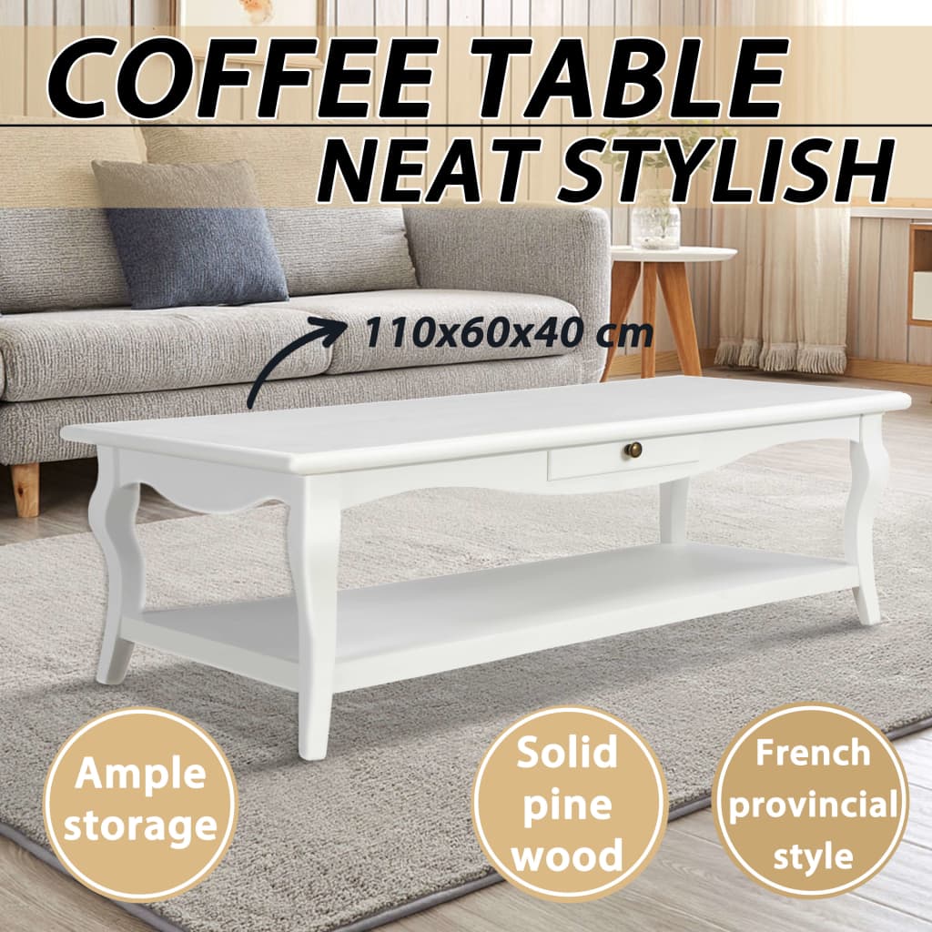 Mesa de centro 110x60x40 cm MDF branco