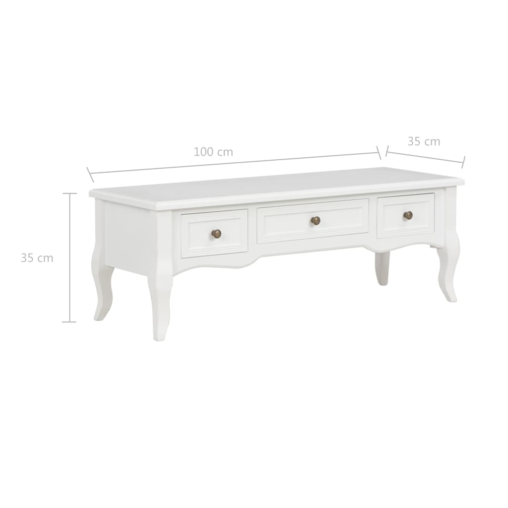 Móvel de TV 100x35x35 cm madeira branco