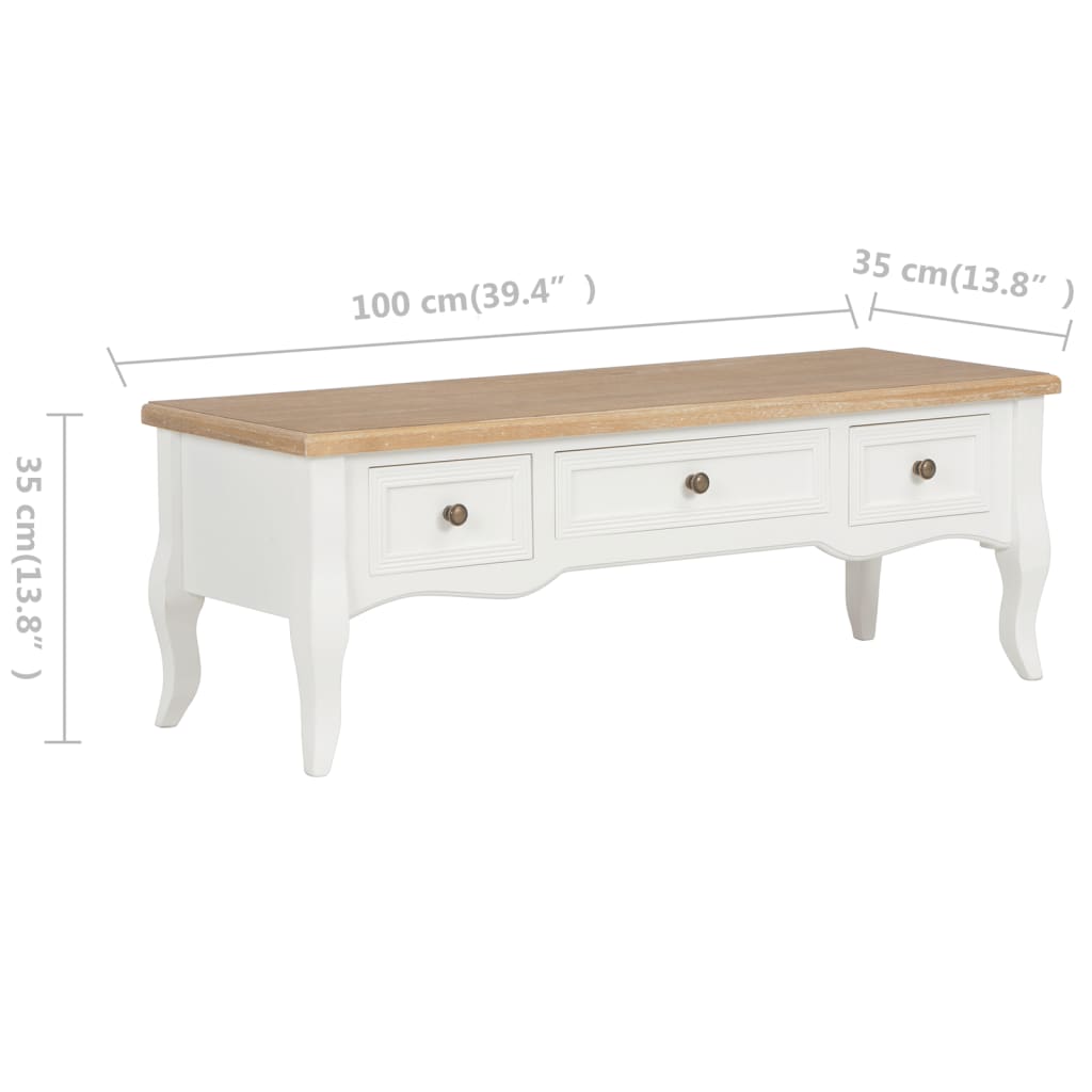 Móvel de TV 100x35x35 cm madeira branco