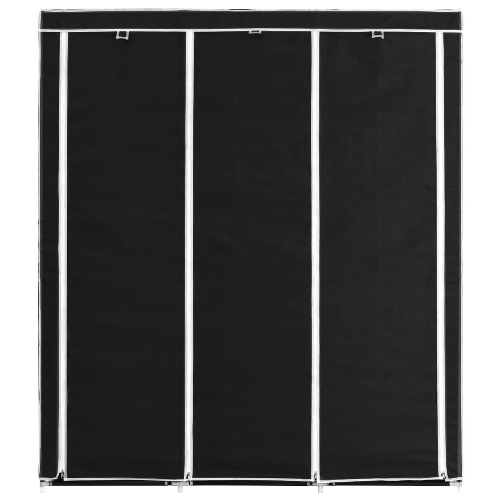 Roupeiro c/ compartimentos e varões 150x45x175 cm tecido cinza