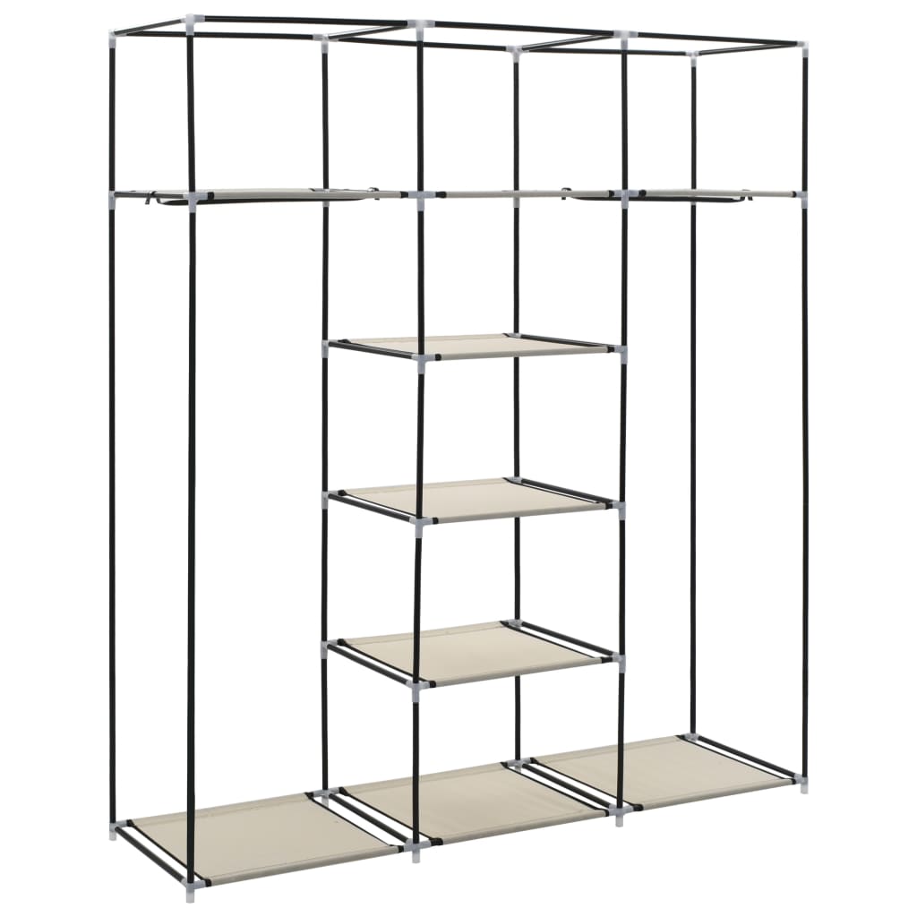 Roupeiro c/ compartimentos e varões 150x45x175 cm tecido cinza