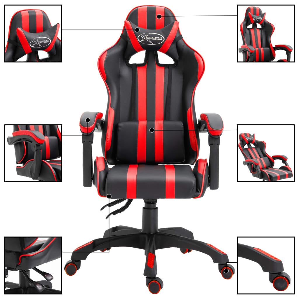 Cadeira de gaming couro artificial cinzento