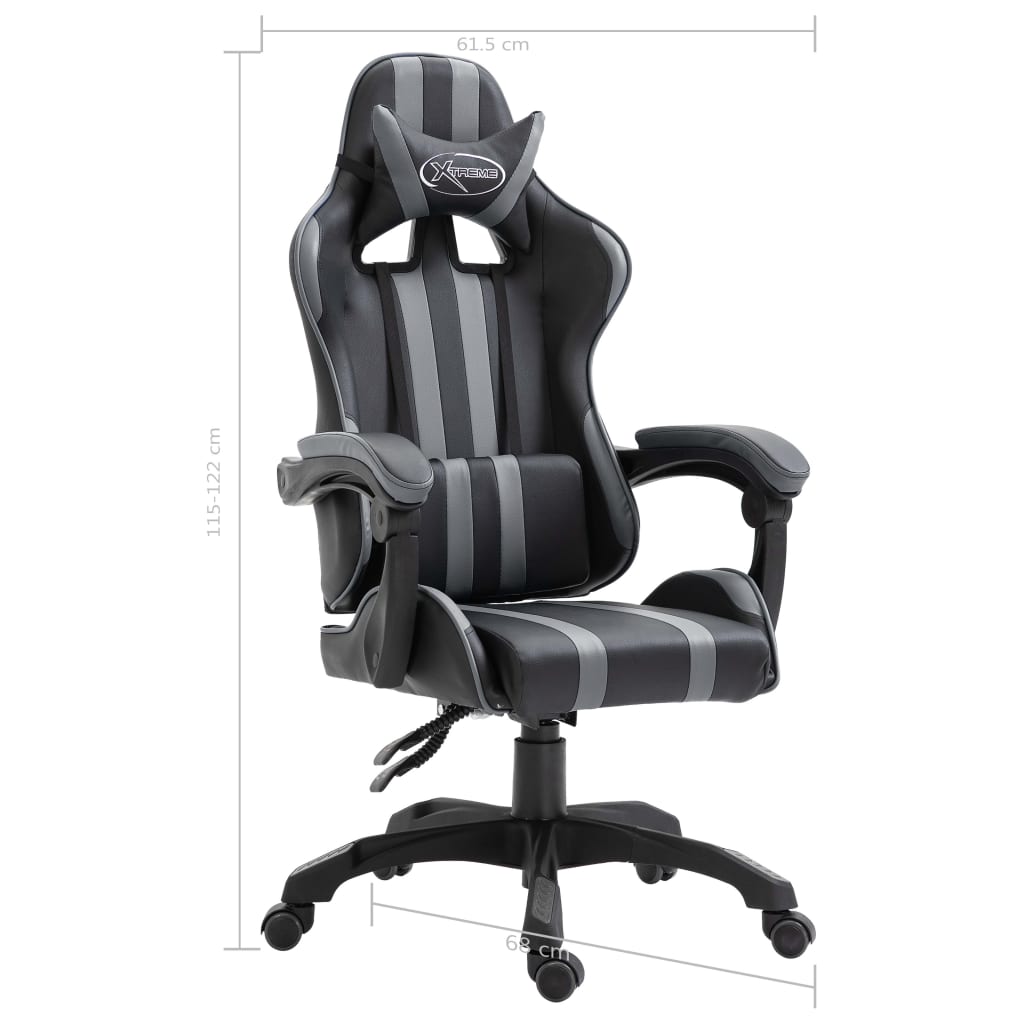 Cadeira de gaming couro artificial cinzento