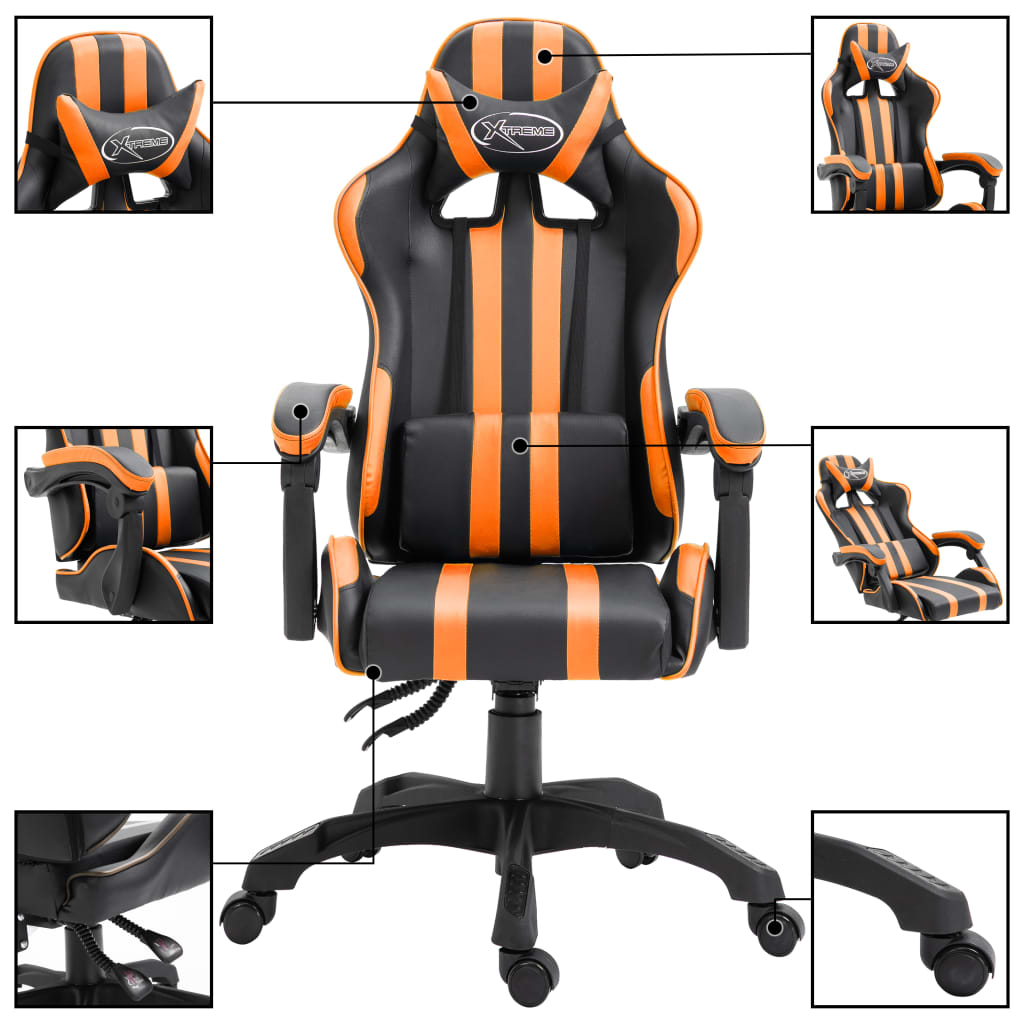 Cadeira de gaming couro artificial cinzento
