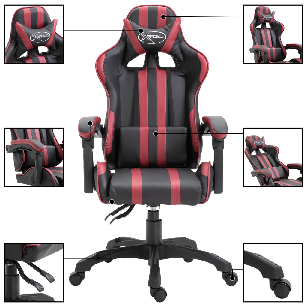Cadeira de gaming couro artificial cinzento