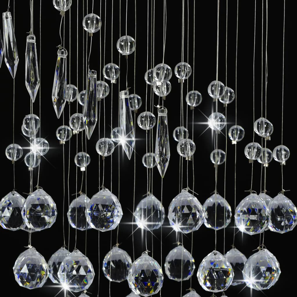 Candeeiro teto c/ contas cristal 4 lâmpadas G9 redondo prateado