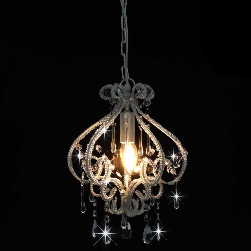 Candeeiro de teto com contas redondo E14 branco