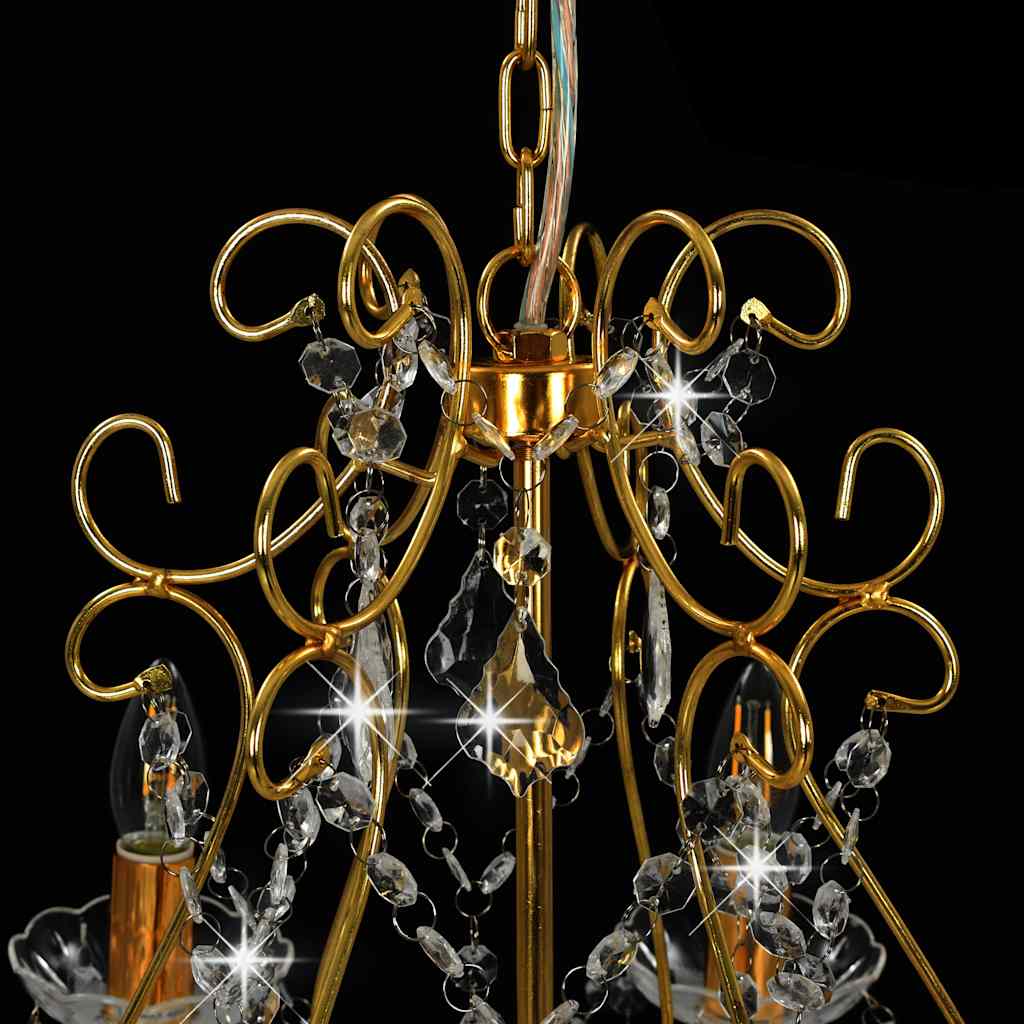 Lustre com contas de cristal 6 x E14 redondo dourado