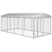 Canil de exterior com telhado 7,6x3,8x2,3 m