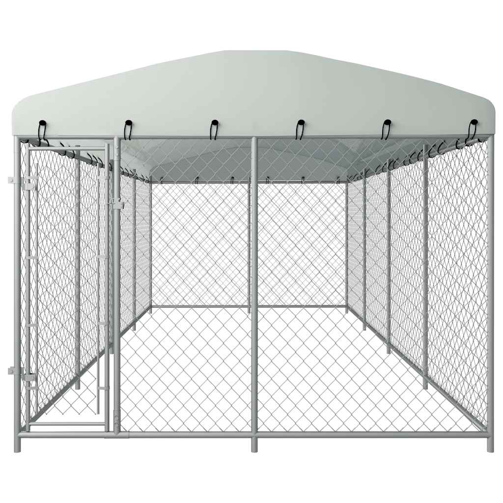 Canil de exterior com telhado 7,6x3,8x2,3 m