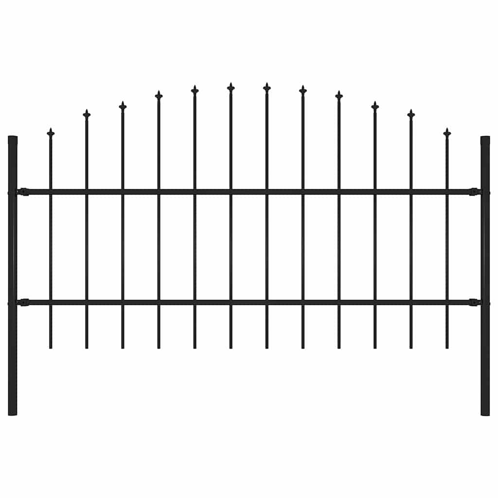 Cerca de jardim com topo em forma de lança em aço 181x200 cm, preta