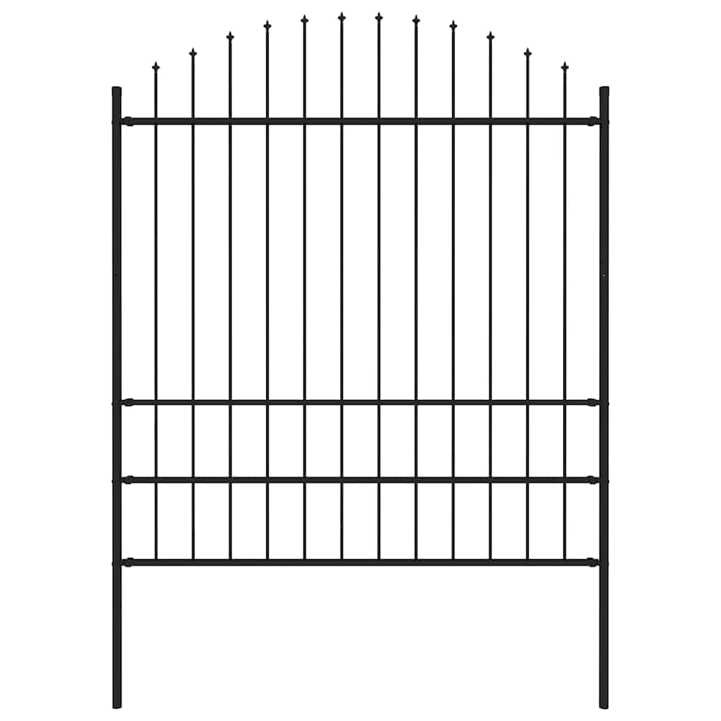 Cerca de jardim com topo em forma de lança em aço 181x200 cm, preta
