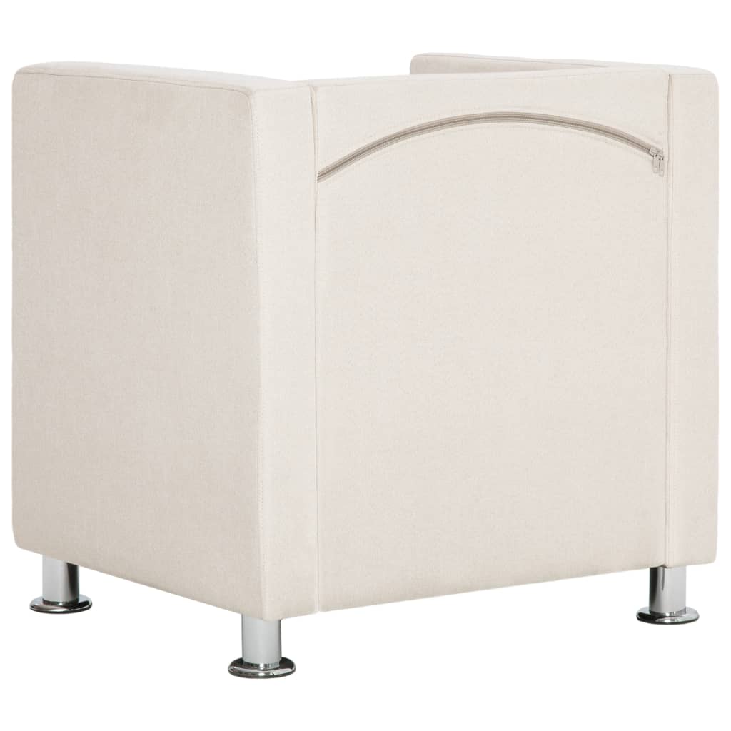 Poltrona em forma de cubo tecido creme