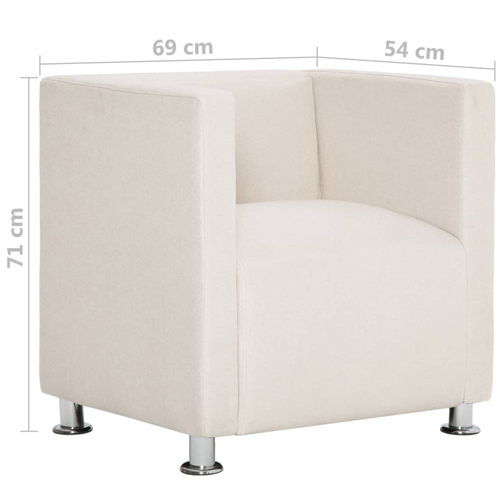 Poltrona em forma de cubo tecido creme