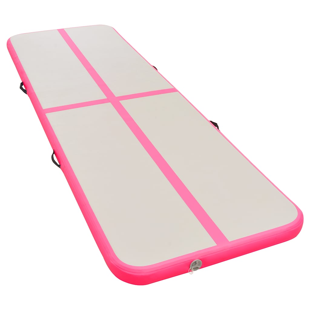 Colchão de ginástica insuflável c/ bomba 300x100x10 cm PVC rosa