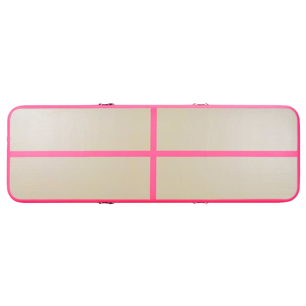 Colchão de ginástica insuflável c/ bomba 300x100x10 cm PVC rosa