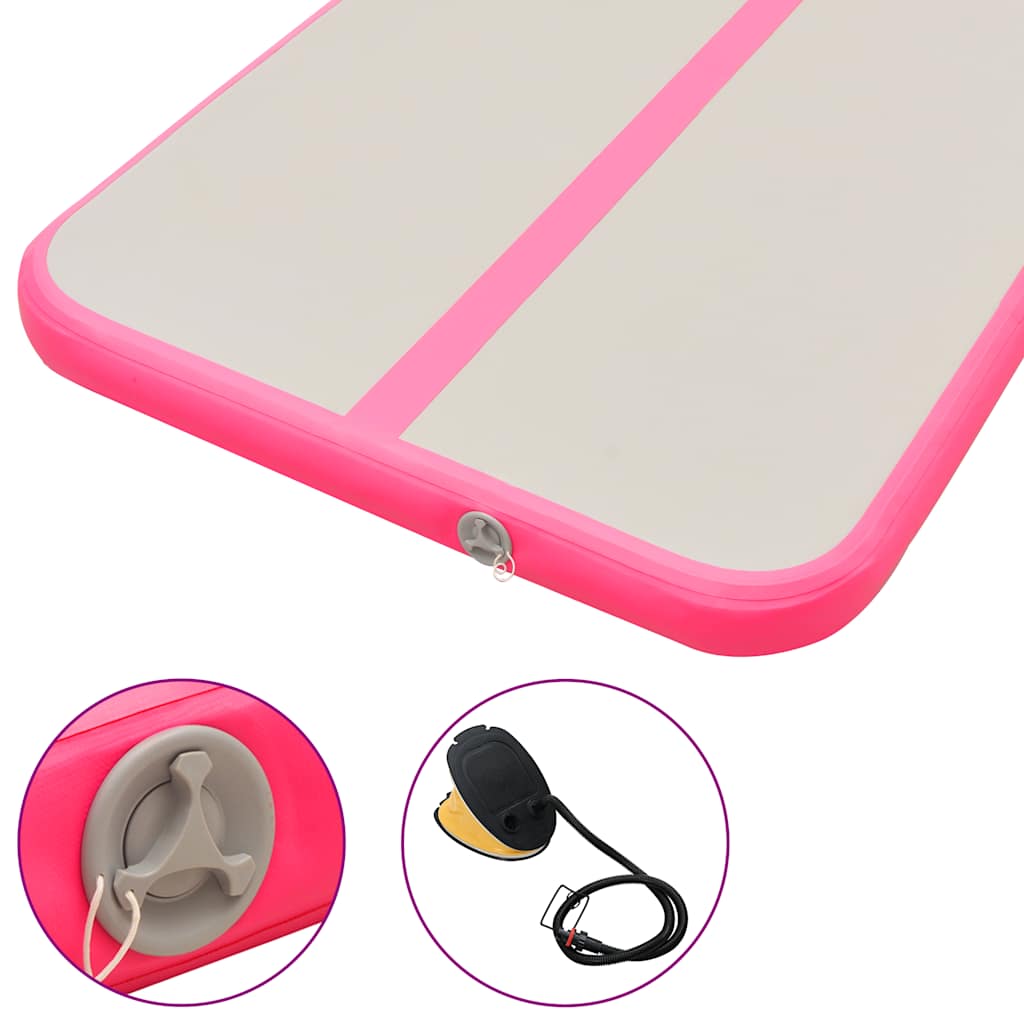 Colchão de ginástica insuflável c/ bomba 300x100x10 cm PVC rosa