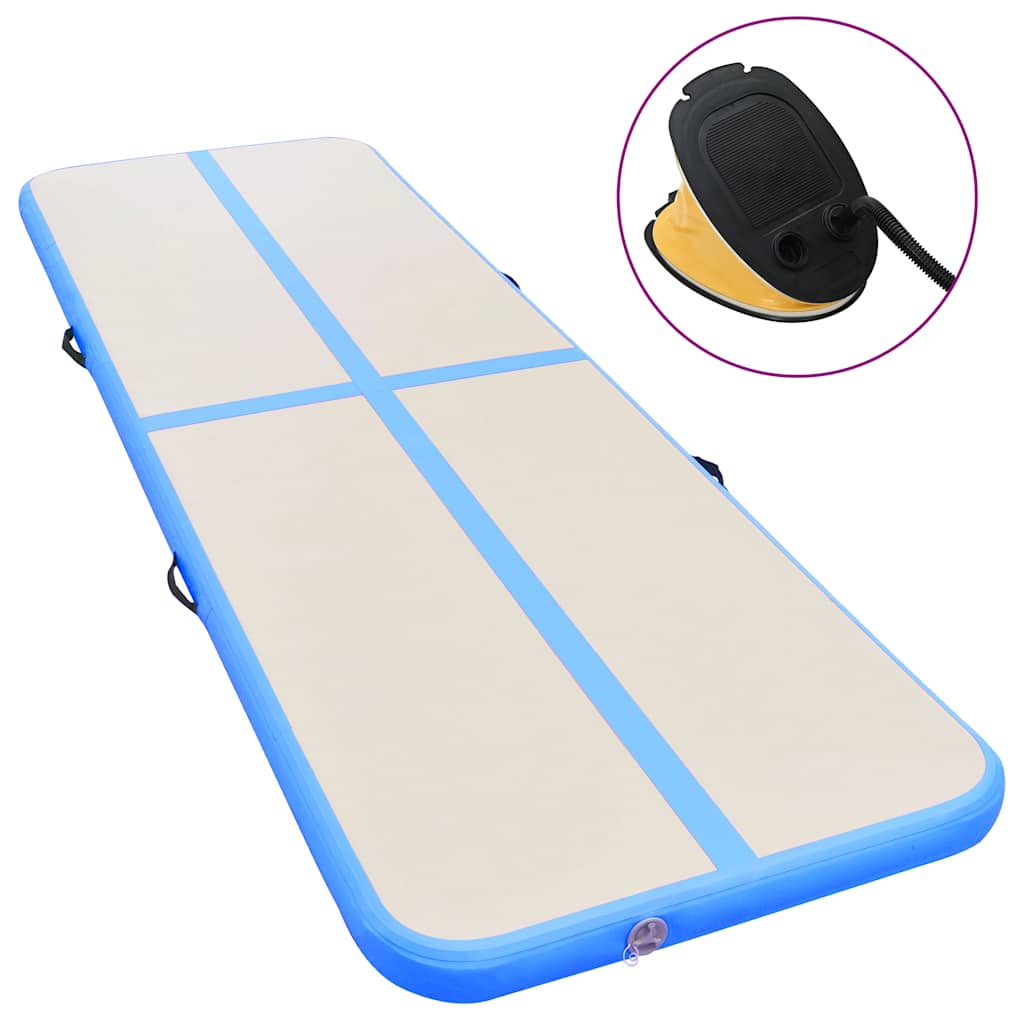 Colchão de ginástica insuflável c/ bomba 300x100x10 cm PVC azul