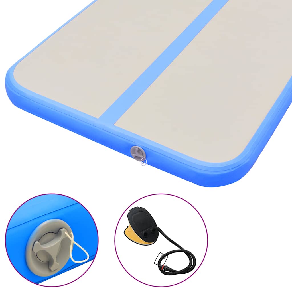 Colchão de ginástica insuflável c/ bomba 300x100x10 cm PVC azul