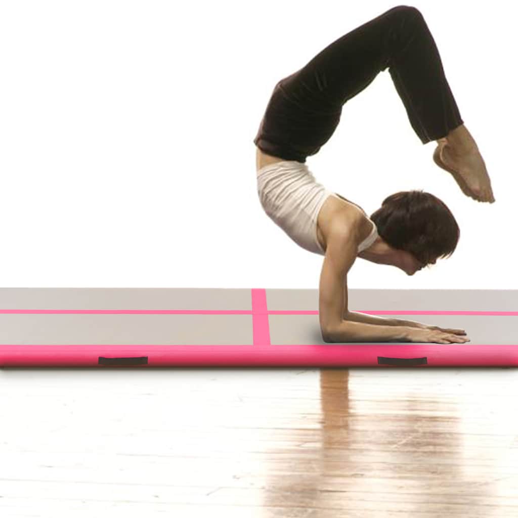 Colchão de ginástica insuflável c/ bomba 400x100x10 cm PVC rosa