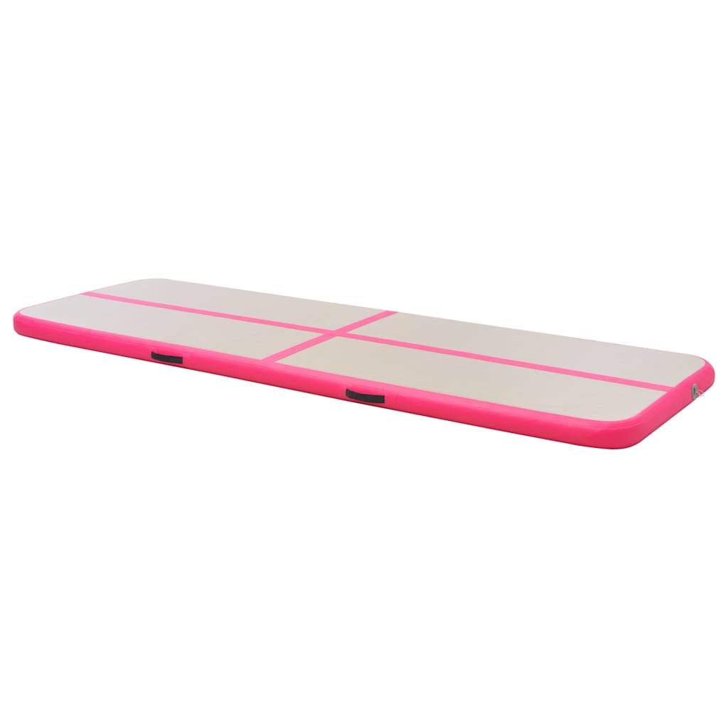 Colchão de ginástica insuflável c/ bomba 400x100x10 cm PVC rosa