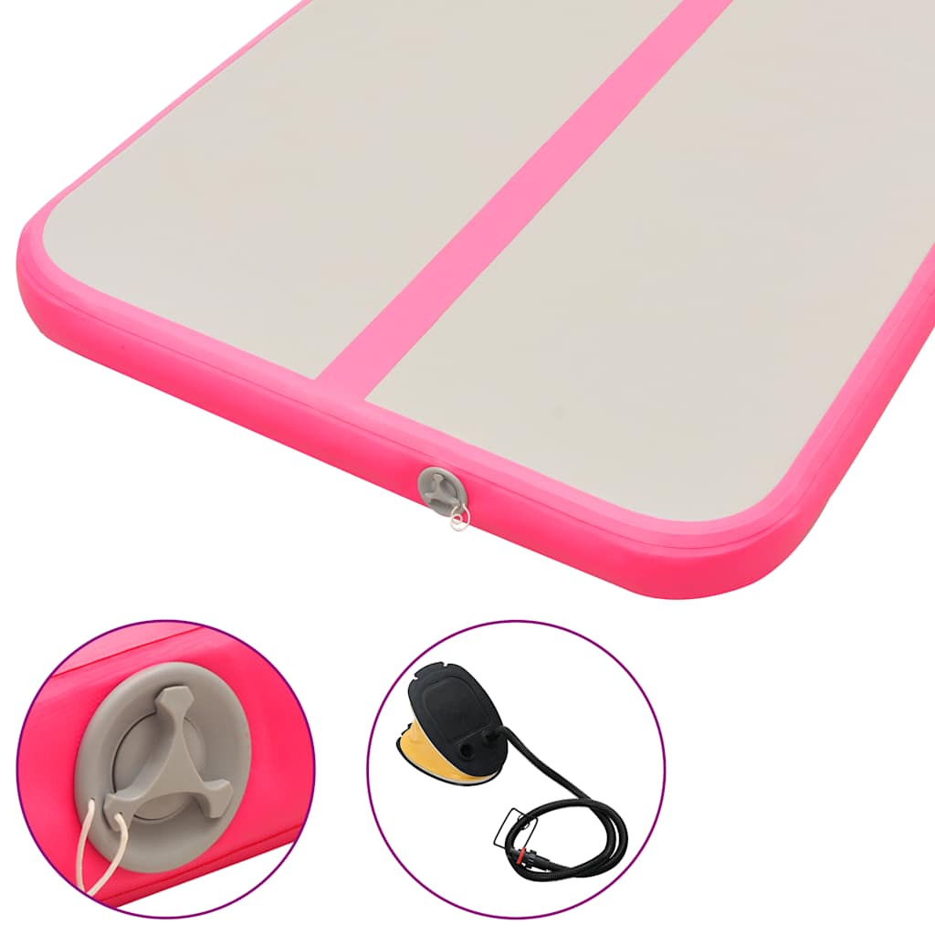 Colchão de ginástica insuflável c/ bomba 400x100x10 cm PVC rosa