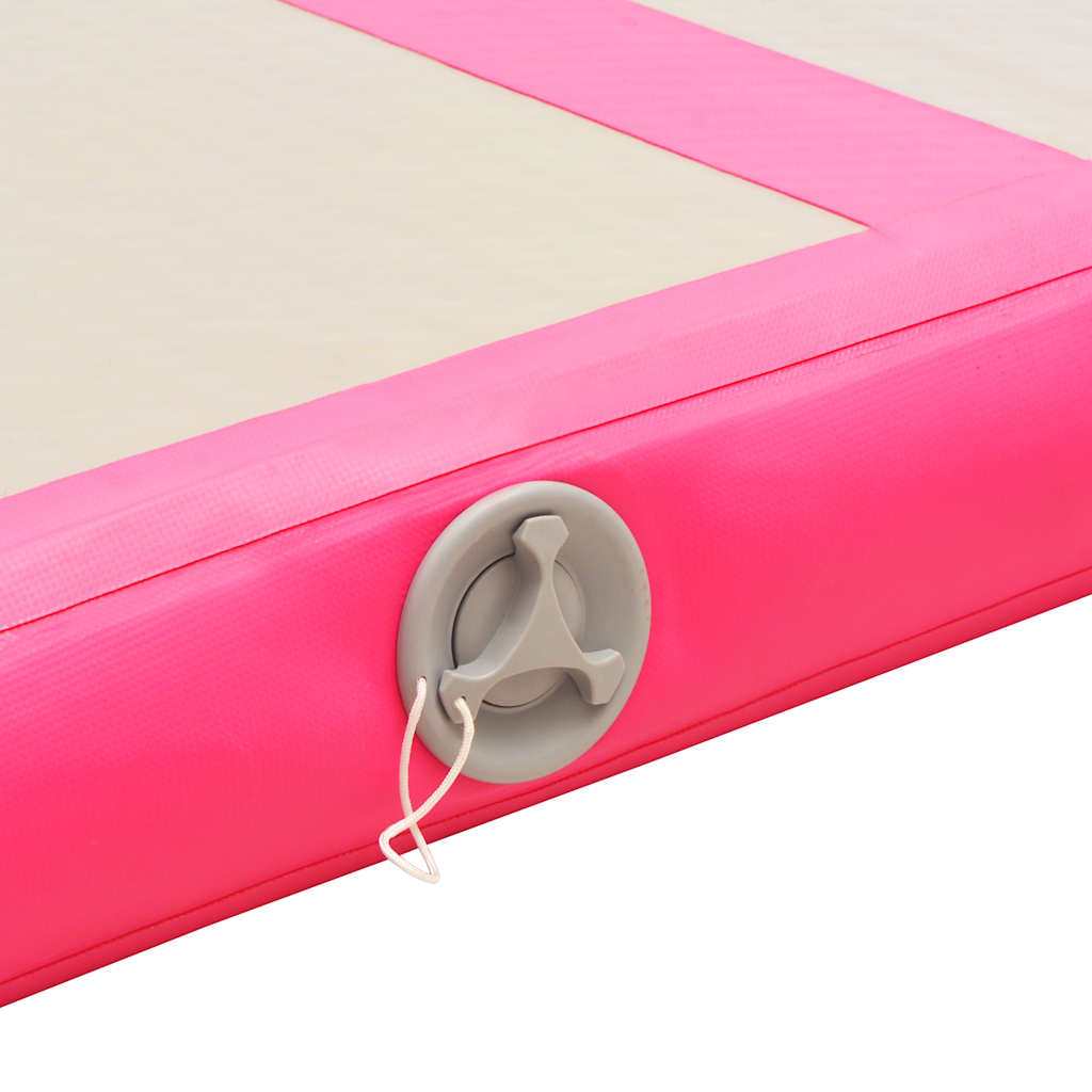Colchão de ginástica insuflável c/ bomba 400x100x10 cm PVC rosa