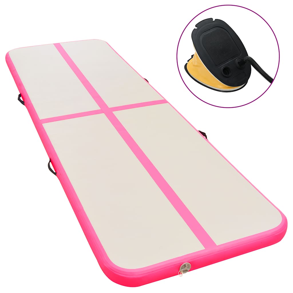 Colchão de ginástica insuflável c/ bomba 500x100x10 cm PVC rosa