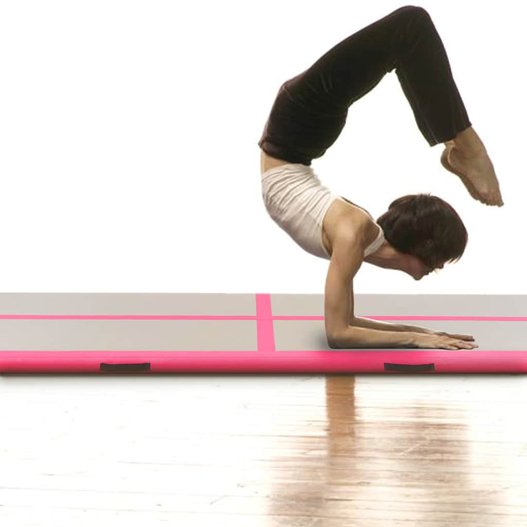 Colchão de ginástica insuflável c/ bomba 500x100x10 cm PVC rosa
